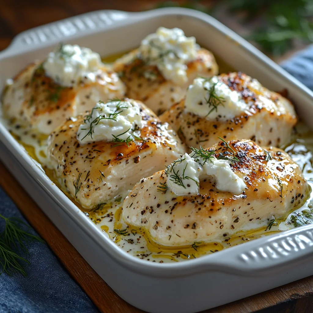 Greek Yogurt Chicken with creamy sauce, golden roasted edges, fresh herbs, and vibrant textures