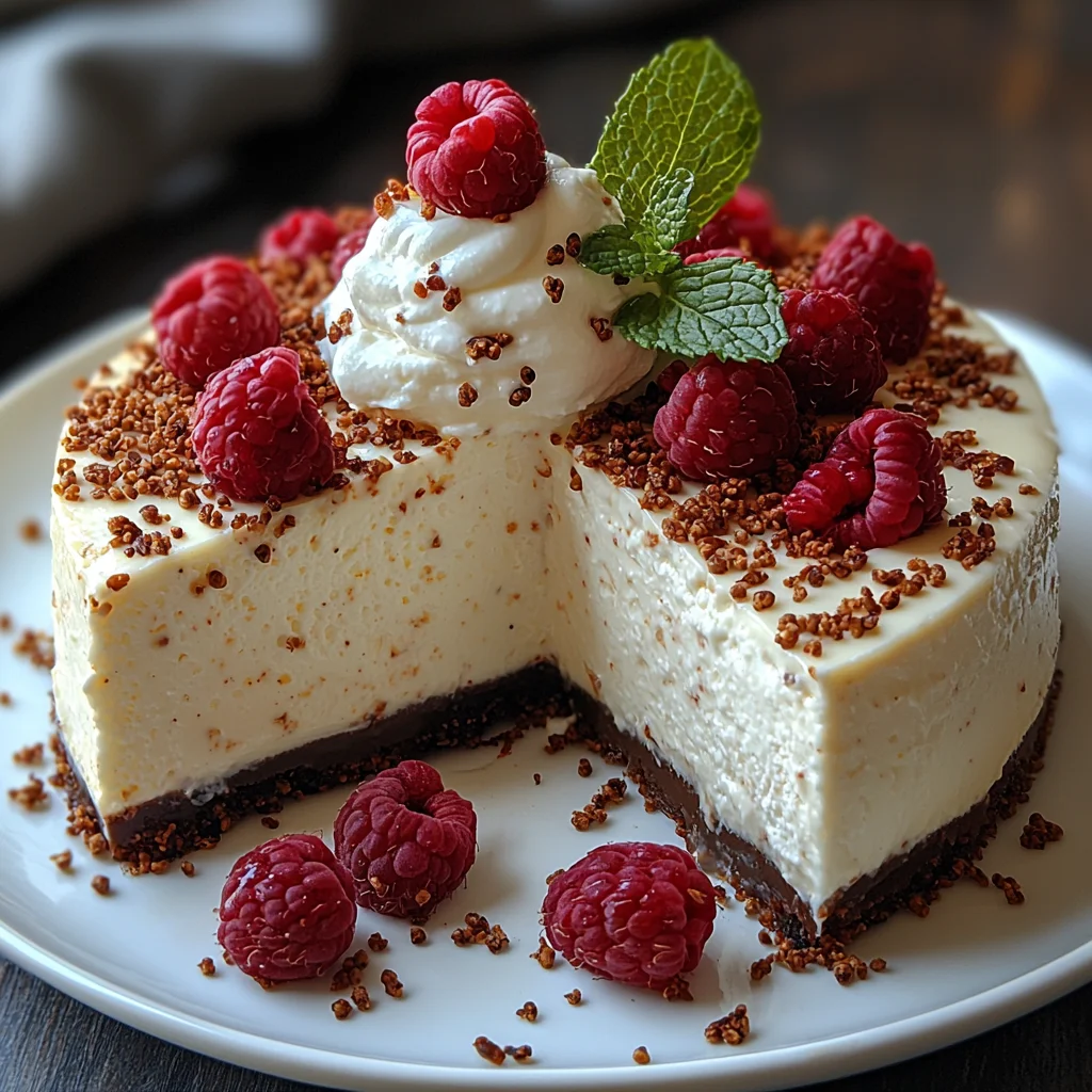 High Protein Cheesecake with glossy top and golden edges, 25g protein per slice, close-up macro shot