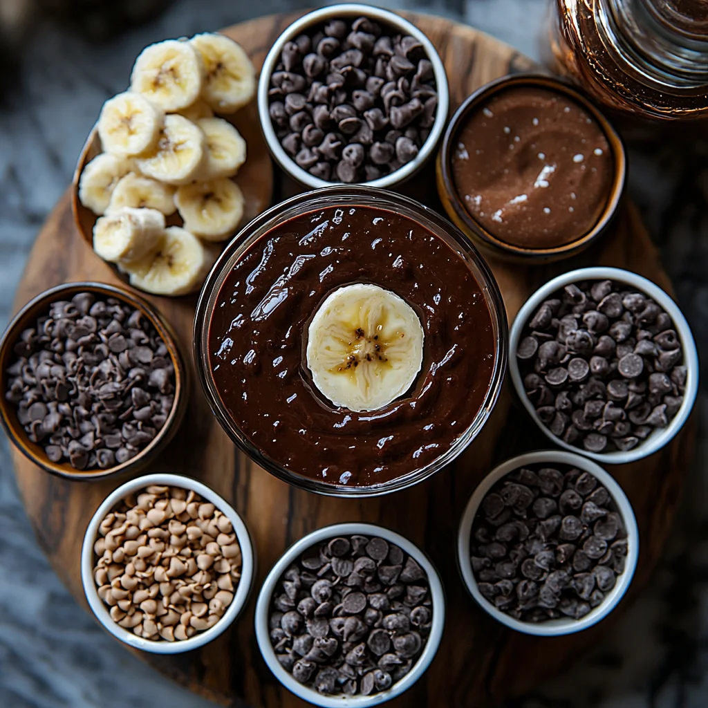High protein chocolate pudding ingredients including protein powder, cocoa powder, and Greek yogurt arranged on marble