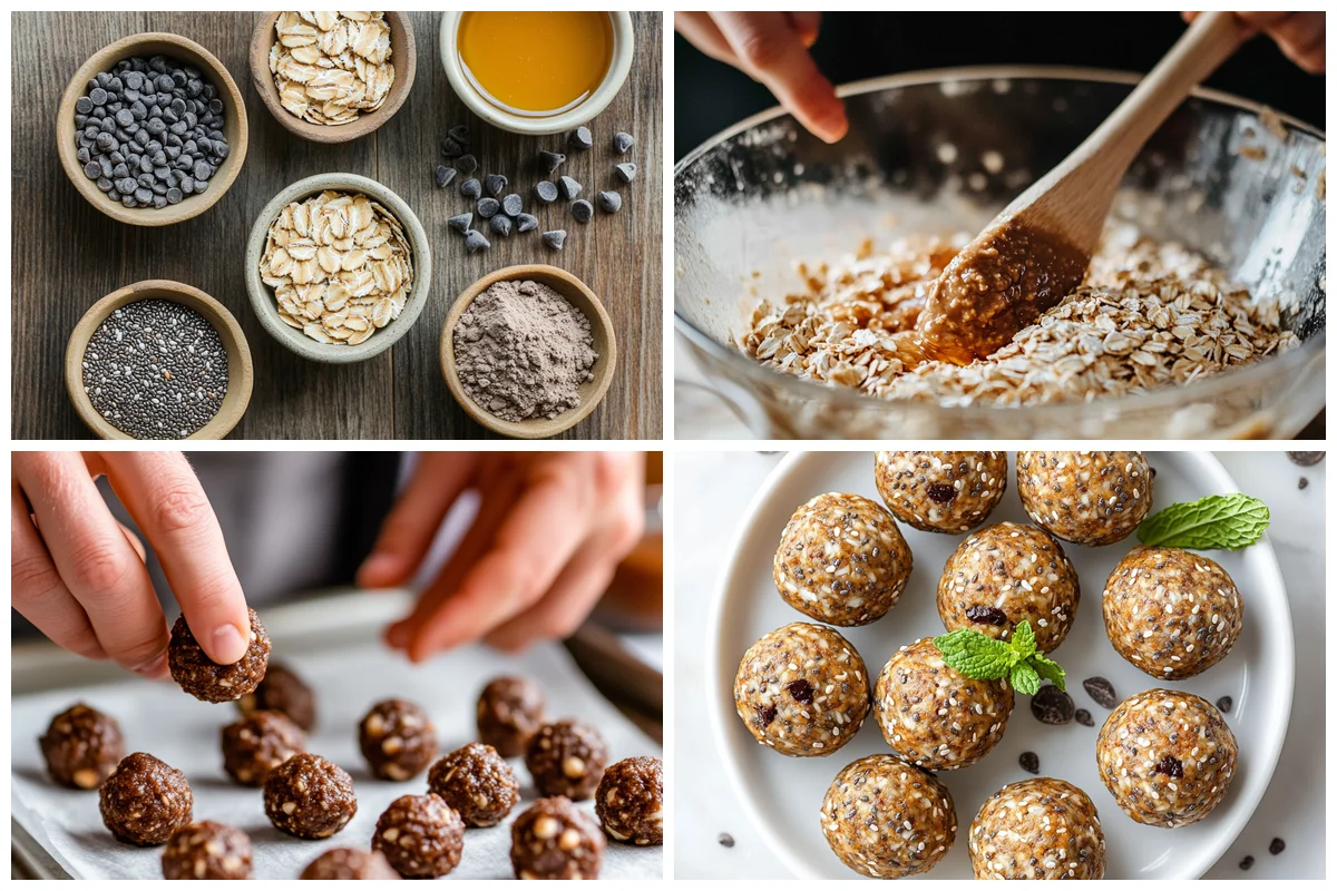 Mixing protein powder, oats, and peanut butter in a large bowl to make protein energy balls