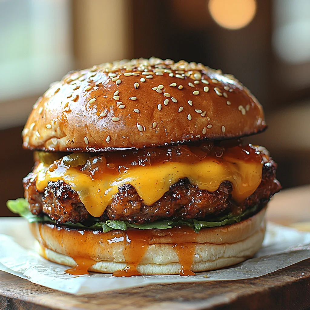 juicy turkey smash burger with melted cheese and caramelized edges on a toasted bun with special sauce dripping