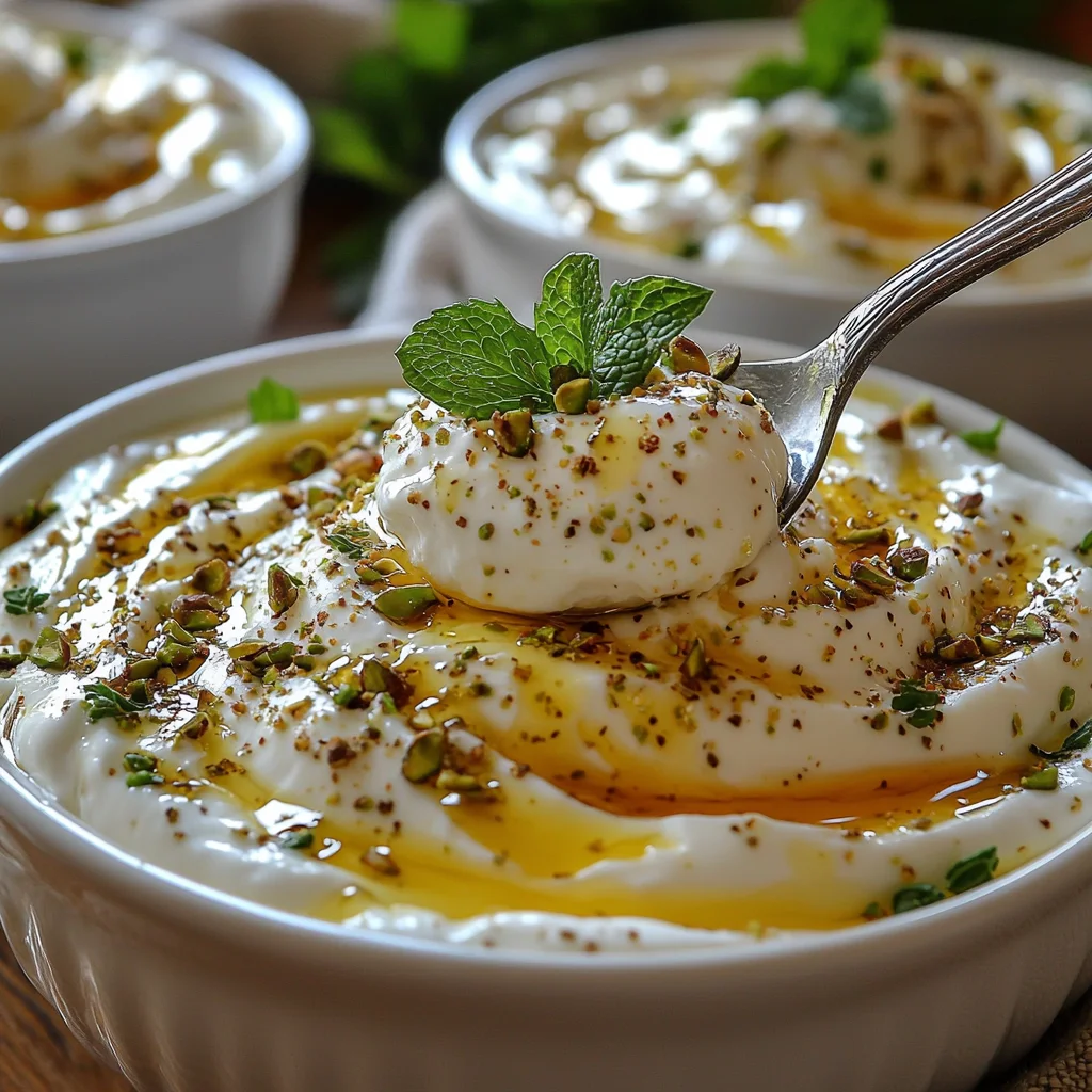 creamy greek yogurt served in a white ceramic bowl with fresh honey drizzle and sprinkled walnuts
