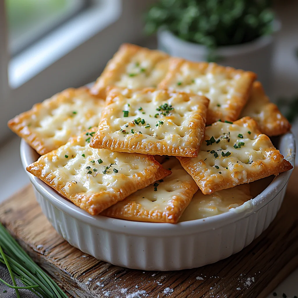 golden crispy cottage cheese crackers with visible herb flecks and rustic cracks, baked to perfection