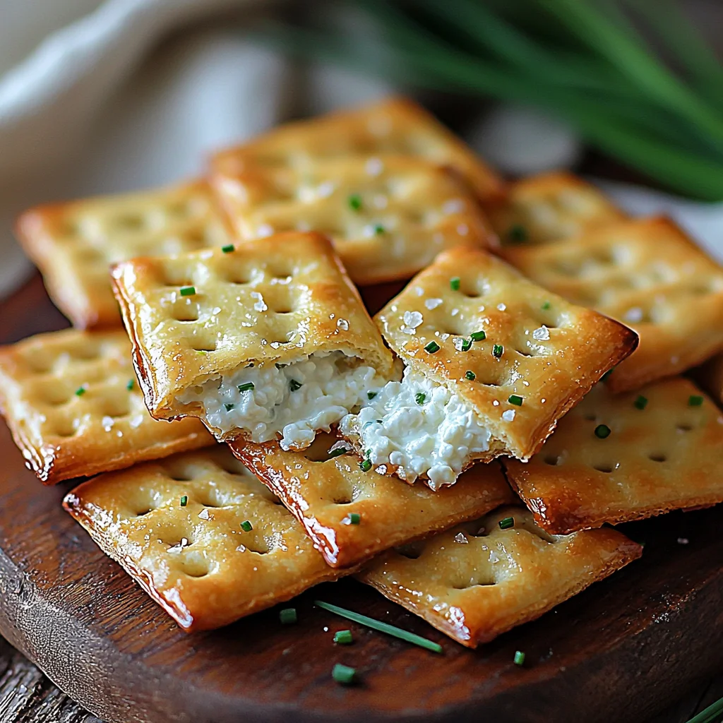 golden crispy cottage cheese crackers with visible herb flecks and cracked pepper on a white ceramic plate