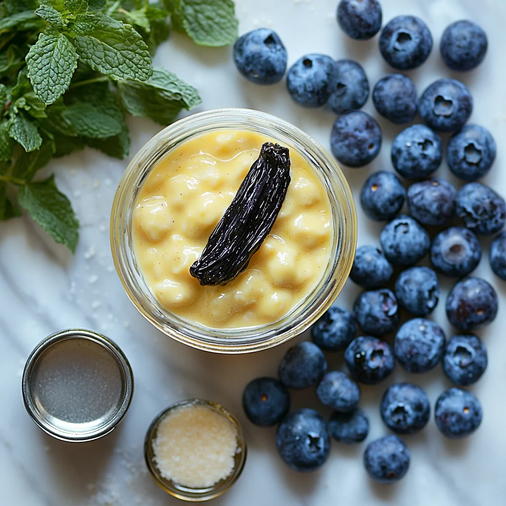 Frozen Blueberry Greek Yogurt Clusters with creamy yogurt coating and fresh herbs