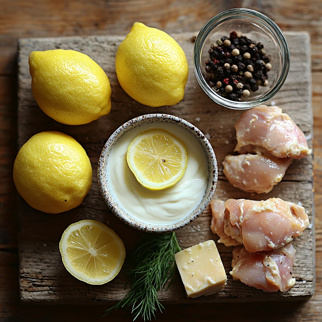 golden roasted greek yogurt chicken coated in creamy sauce, garnished with fresh herbs, served in a white ceramic dish