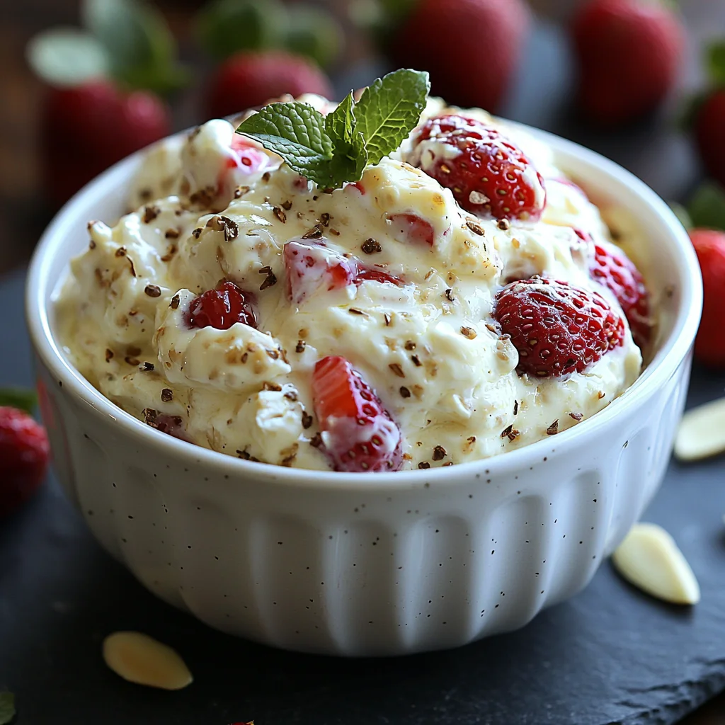 creamy Greek yogurt strawberry bark with fresh berries and honey drizzle on a white ceramic tray