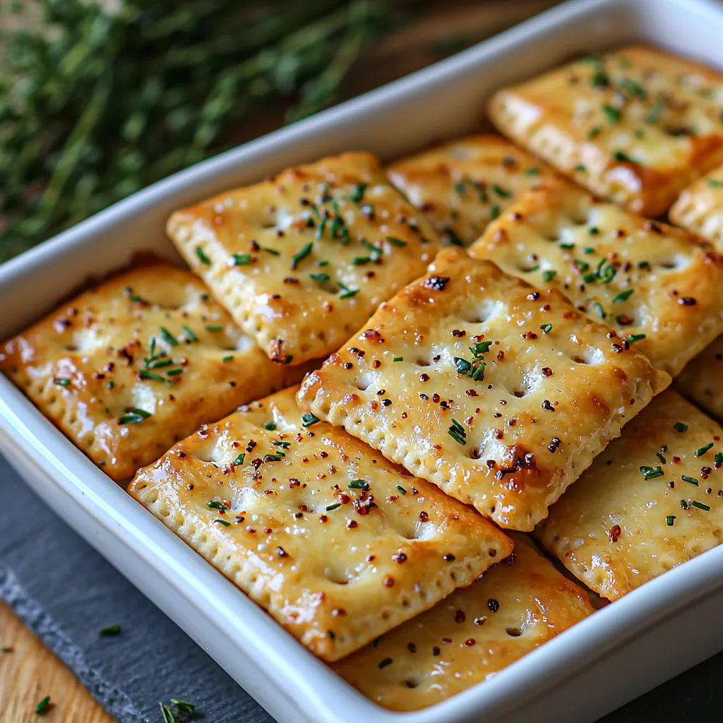 golden crispy cottage cheese crackers with visible herb flecks on rustic wooden board