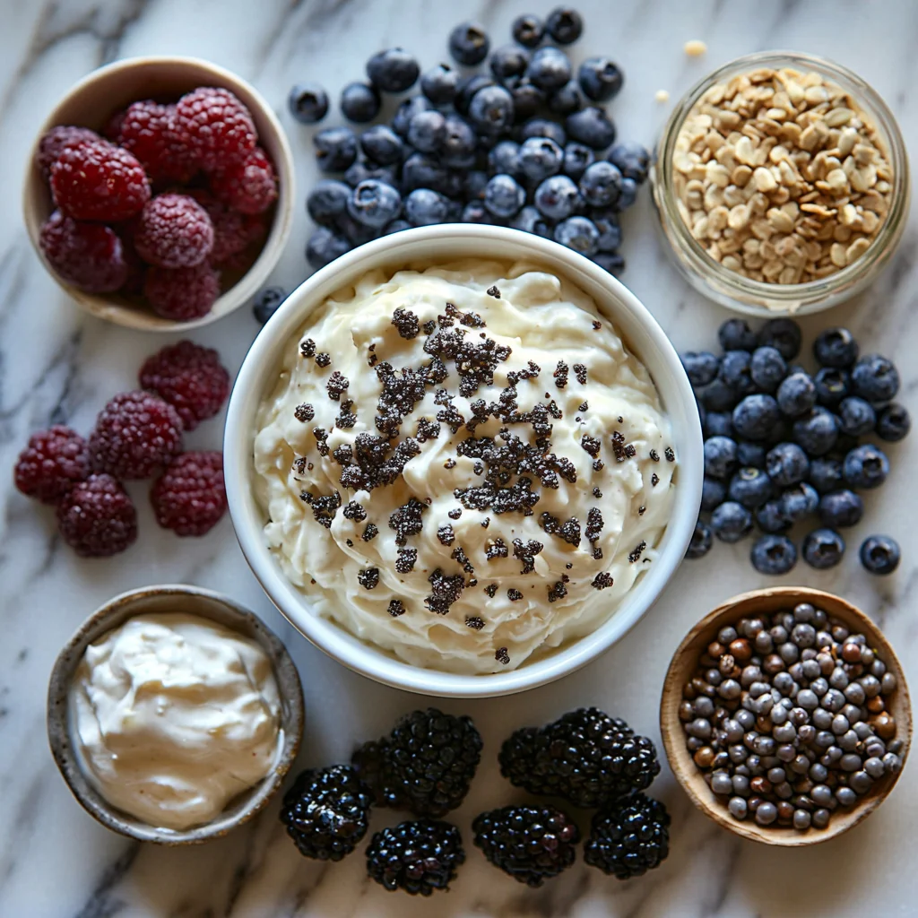 creamy high protein frozen yogurt bark with fresh berries and crunchy granola clusters