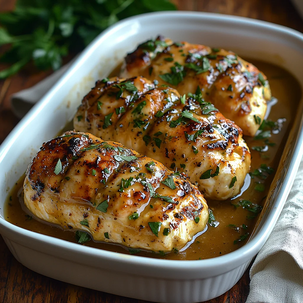 golden brown high protein stuffed chicken breast with creamy sauce dripping over roasted potatoes and fresh herbs