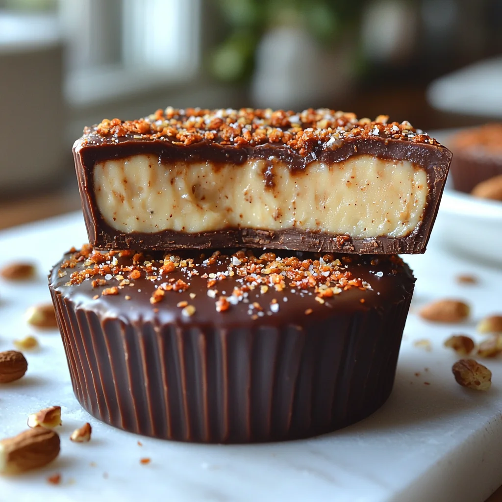 close-up of creamy protein Snickers bites with glossy chocolate coating and roasted peanut topping