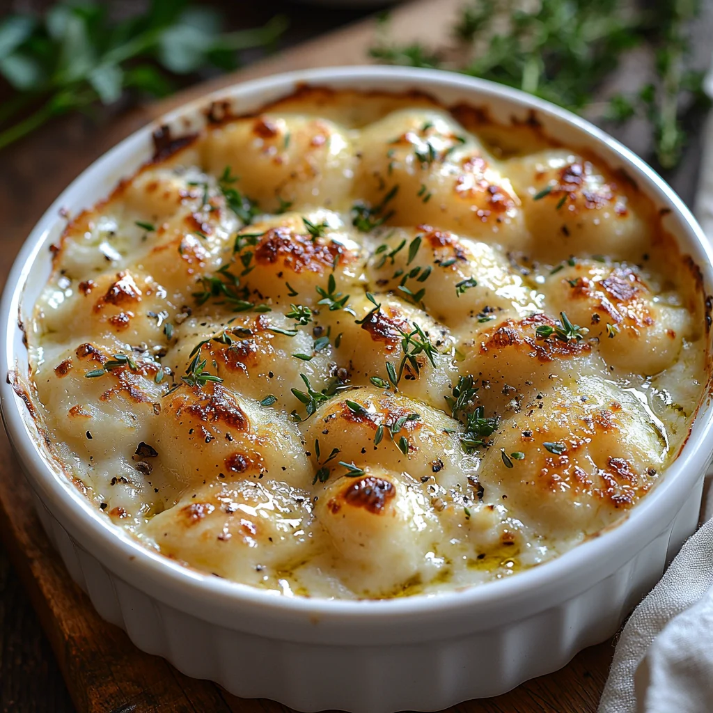 Savory cottage cheese bowl with golden roasted edges, creamy sauce dripping, fresh herbs on top in white ceramic dish