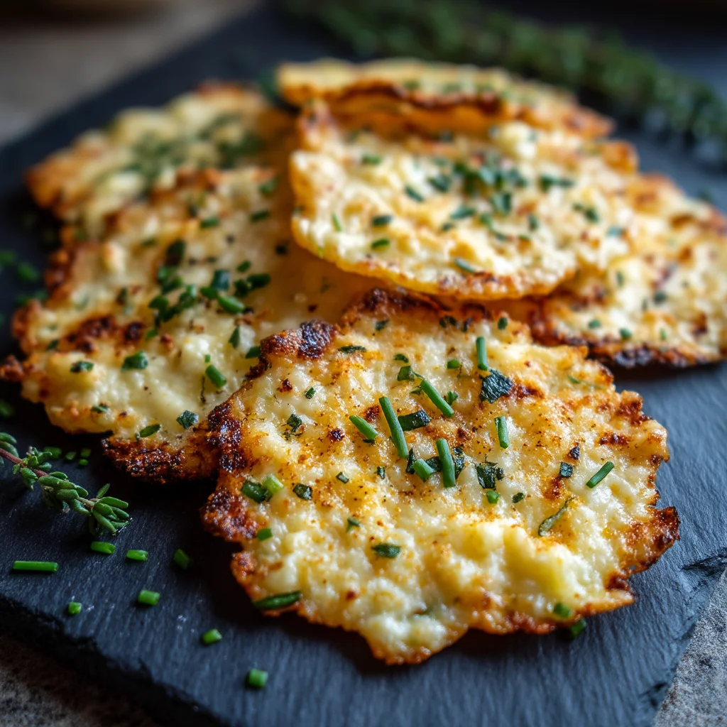 golden baked cottage cheese chips with crispy edges and creamy texture on white ceramic dish