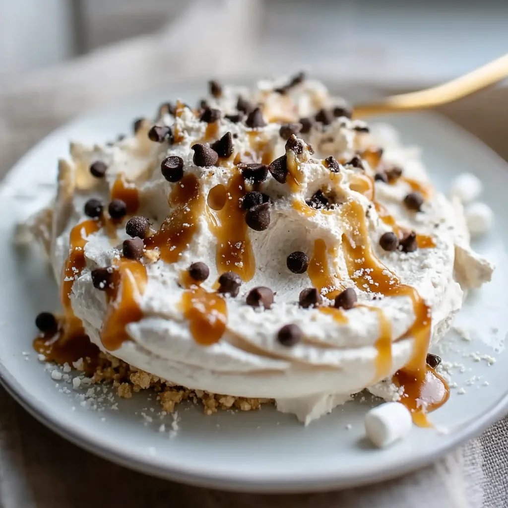 creamy cottage cheese cookie dough dip with chocolate chips in a white ceramic bowl, glossy texture with visible drips