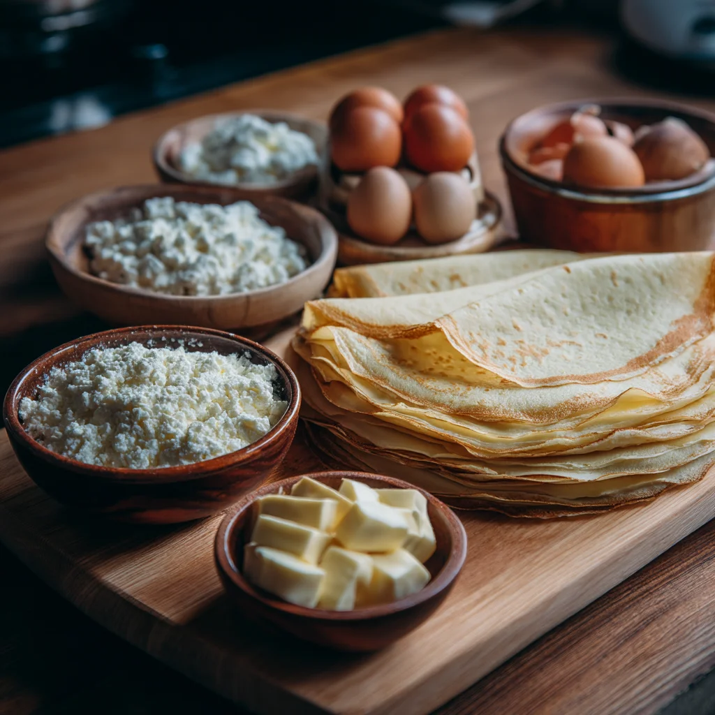 golden-brown high protein cottage cheese crepes with a creamy texture, fresh herbs sprinkled on top