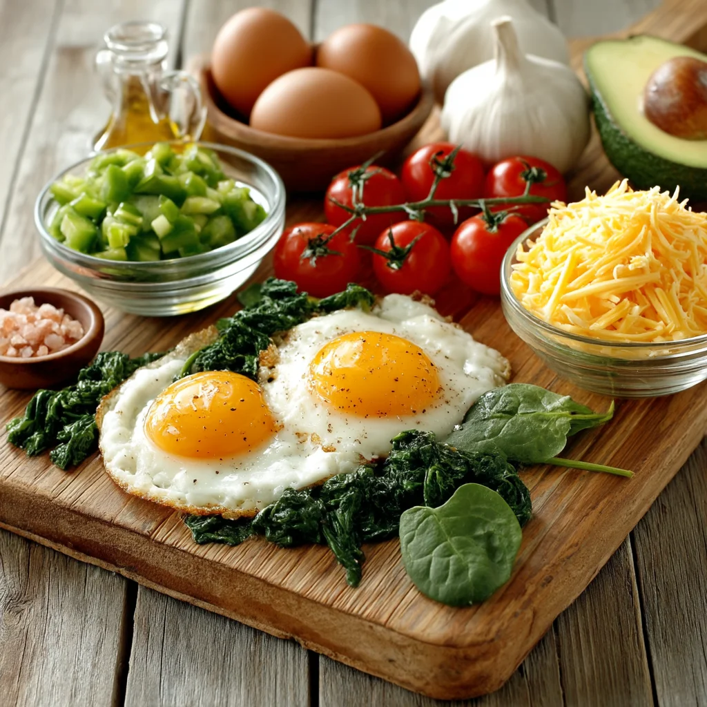 freshly chopped vegetables and whisked eggs ready for high protein egg muffin cups preparation