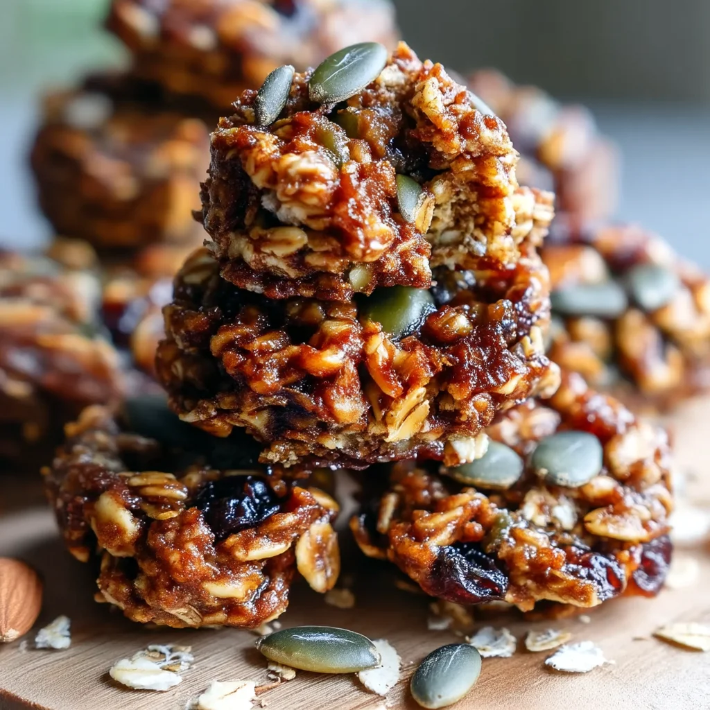 closeup of high protein trail mix bites with glossy peanut butter coating, packed with nuts and seeds