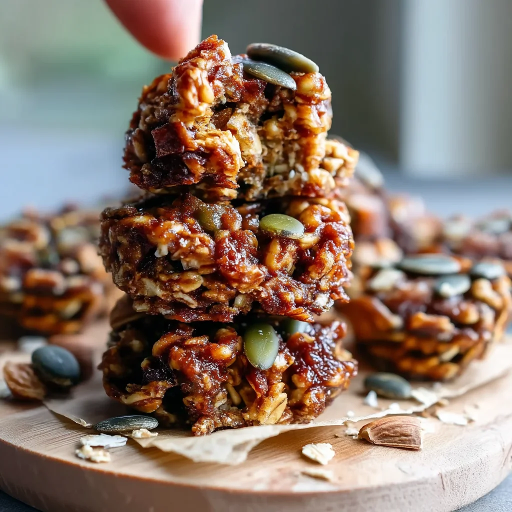 golden high protein trail mix bites with glossy nut butter coating and visible oat clusters, ready to eat