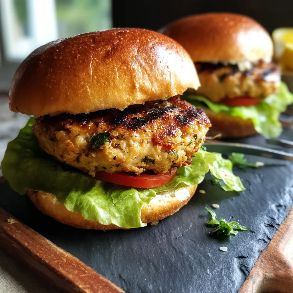 Juicy high protein turkey burgers with golden edges, topped with melted cheese and fresh herbs, served on a toasted bun