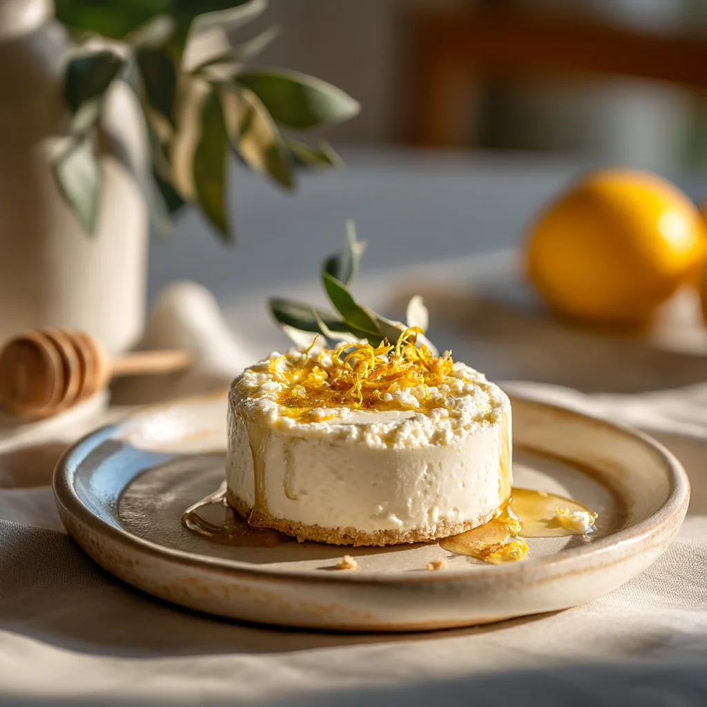 creamy lemon cottage cheese cheesecake dip in white ceramic bowl with graham cracker crumbs and lemon zest garnish