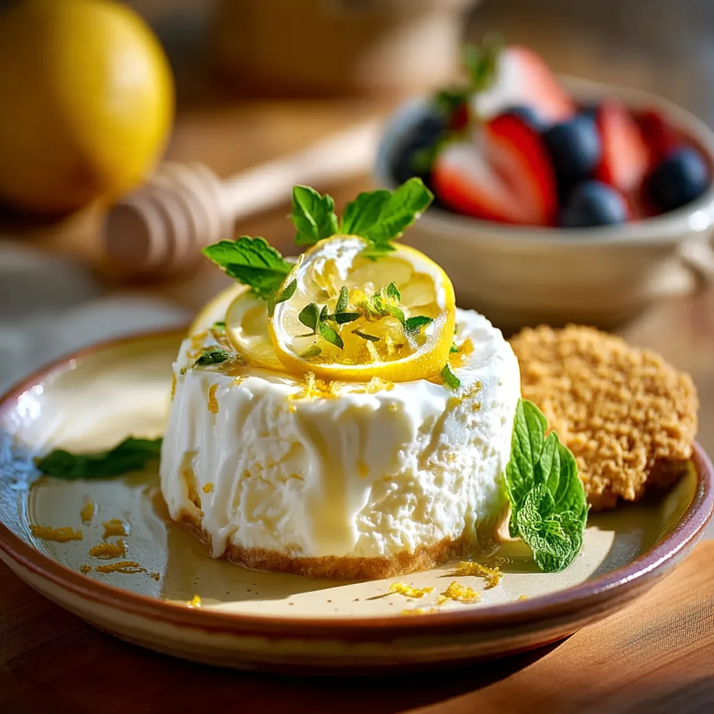 creamy lemon cottage cheese cheesecake dip in a white ceramic dish with golden edges and fresh lemon zest garnish
