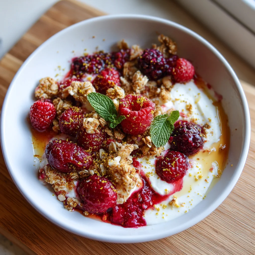 vibrant berry cottage cheese bowl with fresh strawberries, blueberries, and creamy cottage cheese in a white ceramic dish